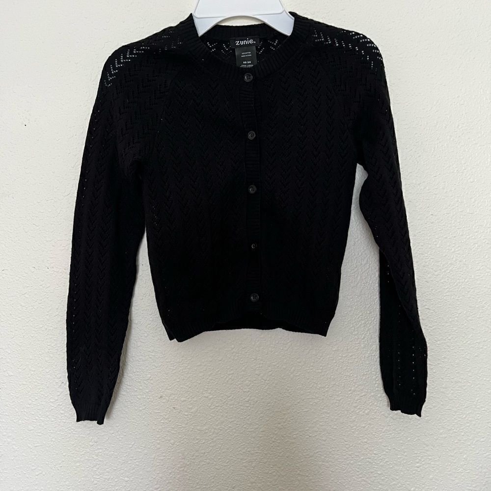Zunie Girls 6-Button Front Pointelle Cardigan Sweater size 3/4
